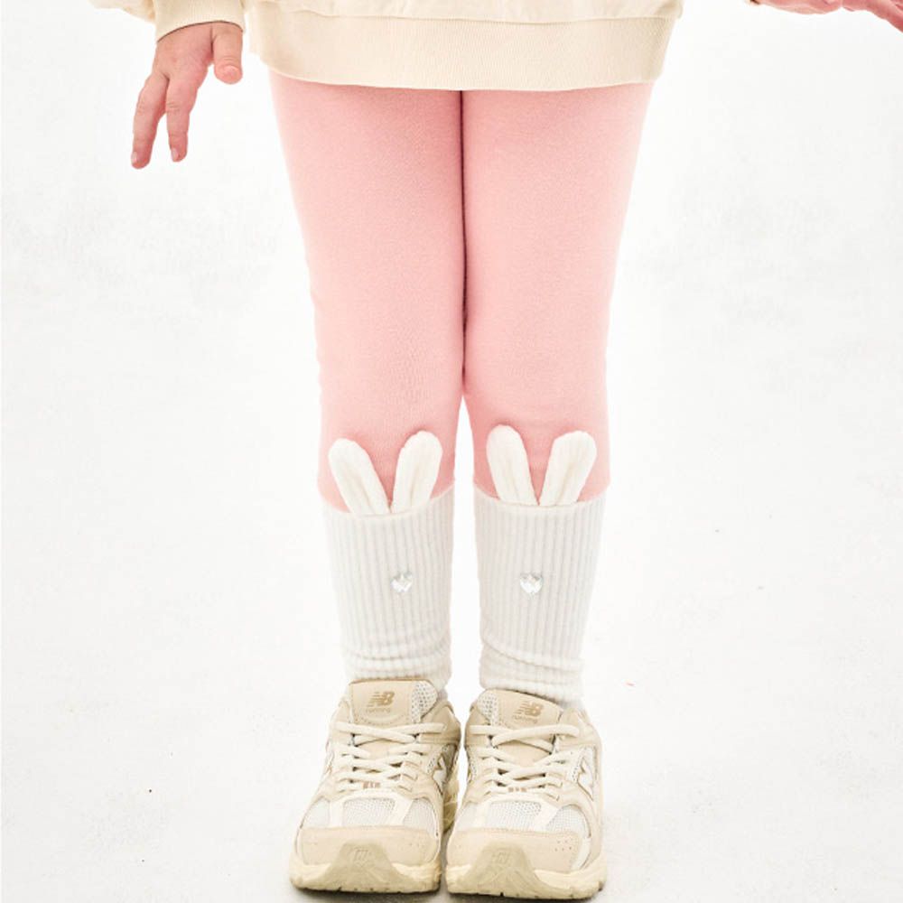 鬆緊腰寶石兔兔點綴彈力內搭褲-粉