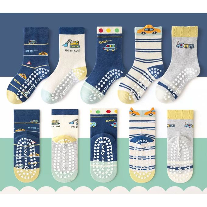 車車紅綠燈防滑點膠中筒棉襪