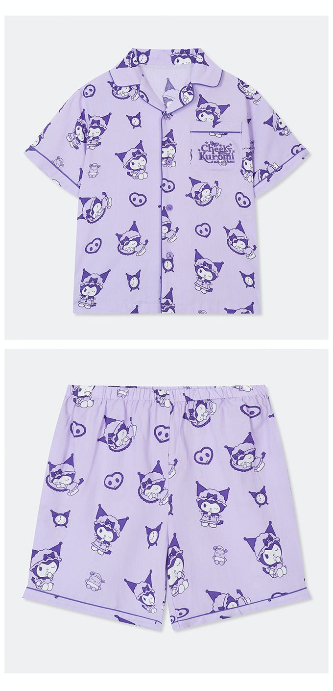 韓國童裝代購 - SPAO KIDS短袖睡衣套裝-卡通人物庫洛米-紫