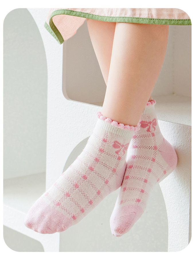 粉紫獨角獸網眼短筒棉襪