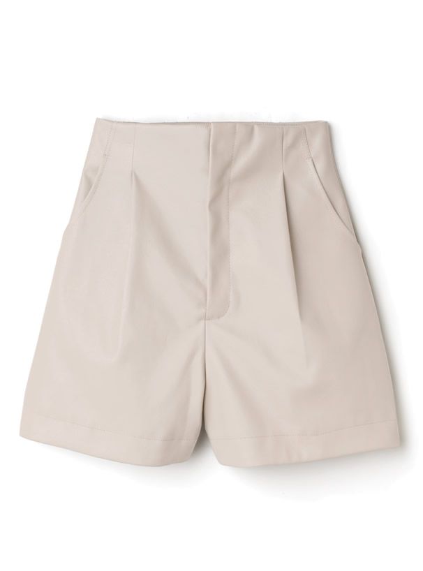 日本 GRL - 顯瘦時尚高腰皮革短褲-簡約黑