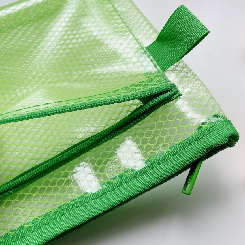 理理 liil - 透感六角網格彩虹雙拉鍊袋-草莓粉 (XL-340x250mm)