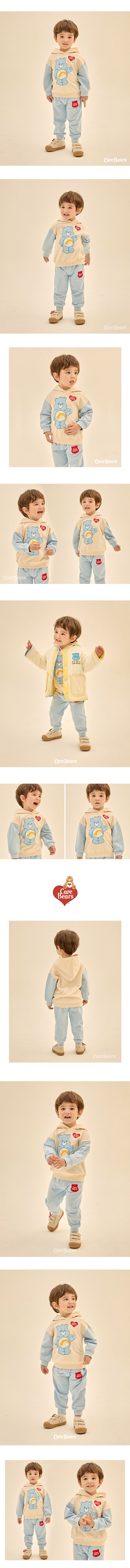 韓國 Care Bears - 聯名款流星熊長袖連帽套裝-天空藍