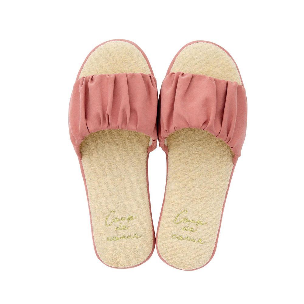 日本千趣會 - 糖果抓皺設計舒適室內拖鞋-粉 (23-24.5cm)