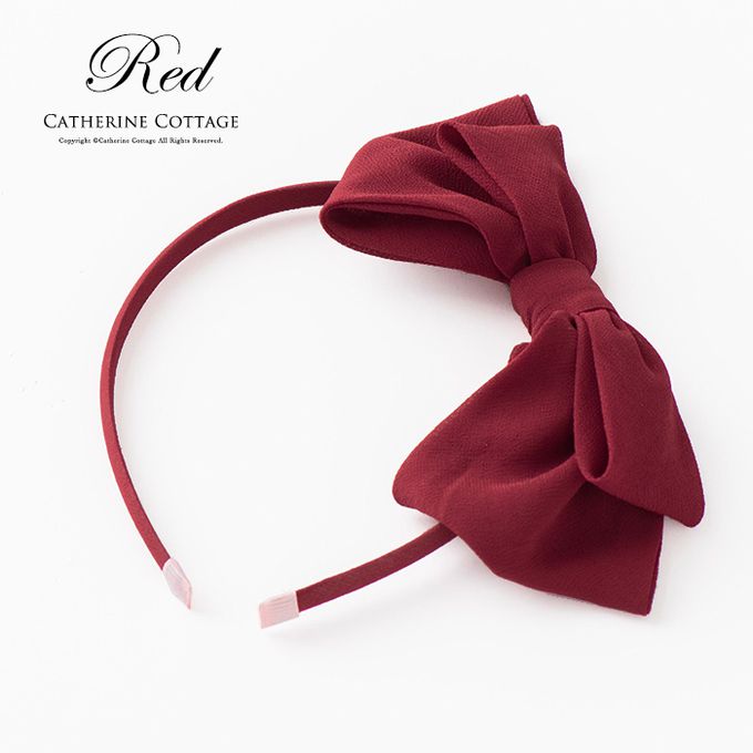 日本 Catherine Cottage - 優雅蝴蝶結雪紡緞帶髮箍-黑