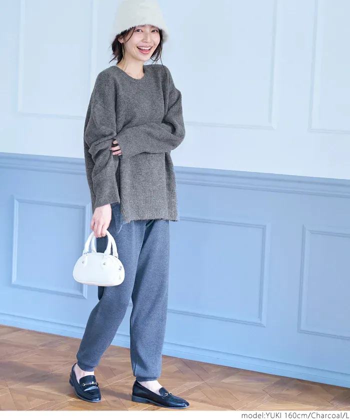 日本 COCA - ふあふあ 柔軟百搭針織毛衣-圓領-草綠