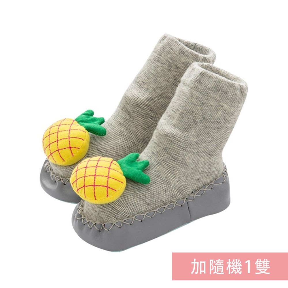 JoyNa - 寶寶步鞋襪 立體造型(底部止滑)-2雙入-灰色鳳梨+隨機1雙