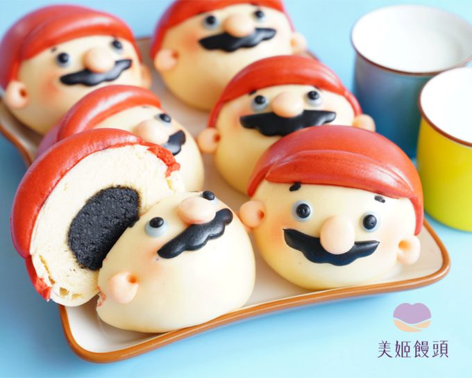 美姬饅頭 - 紅帽子叔叔鮮乳造型芝麻包-6入