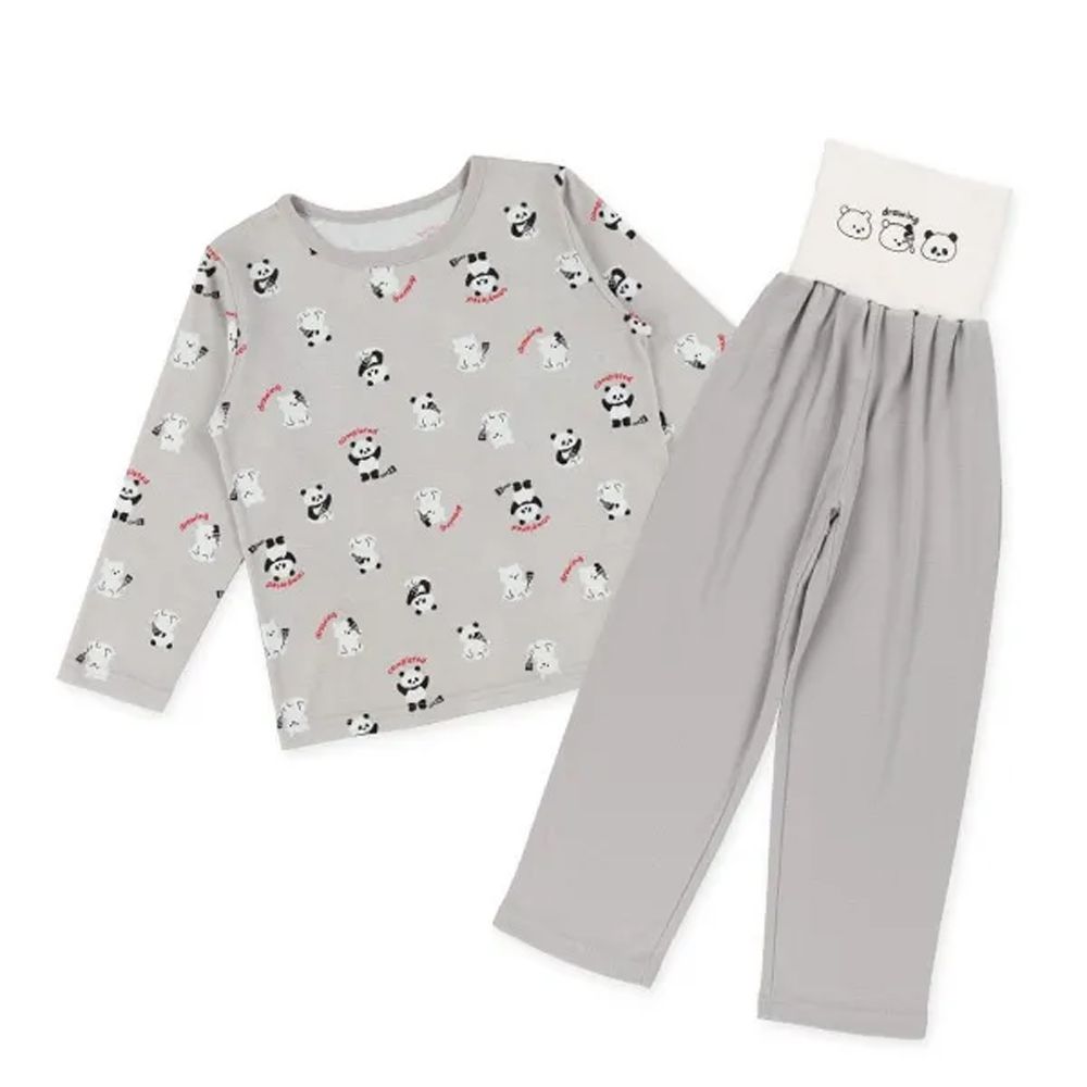 腹卷 四季款長袖睡衣/家居服套裝-逗趣貓熊-灰