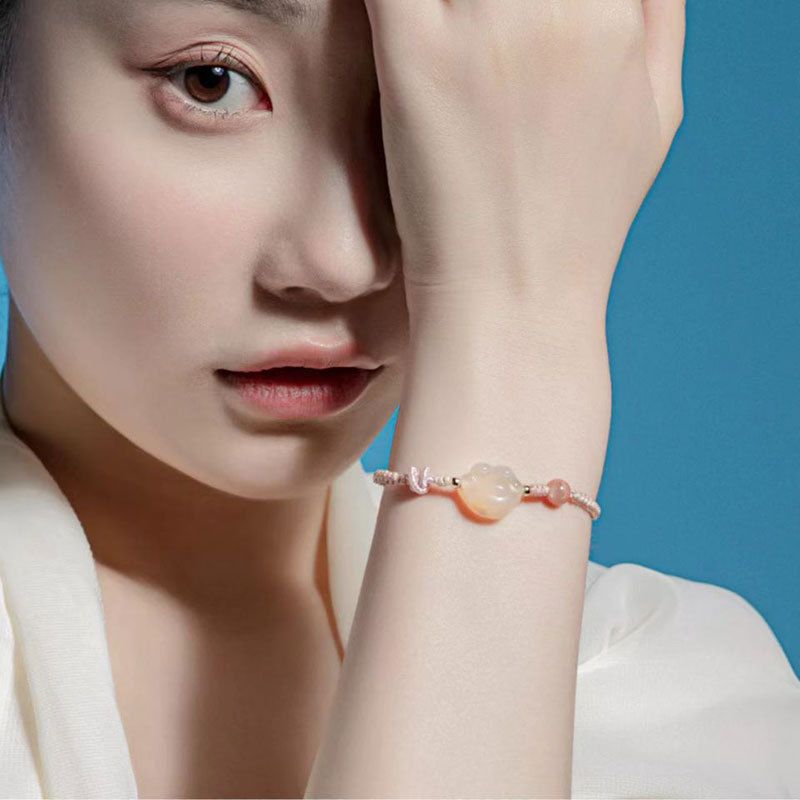 手工編織櫻花瑪瑙手鏈-男款