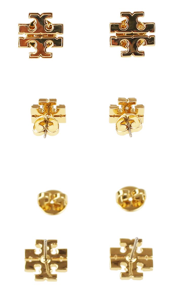 TORY BURCH - 雙T-LOGO十字耳環 (金)
