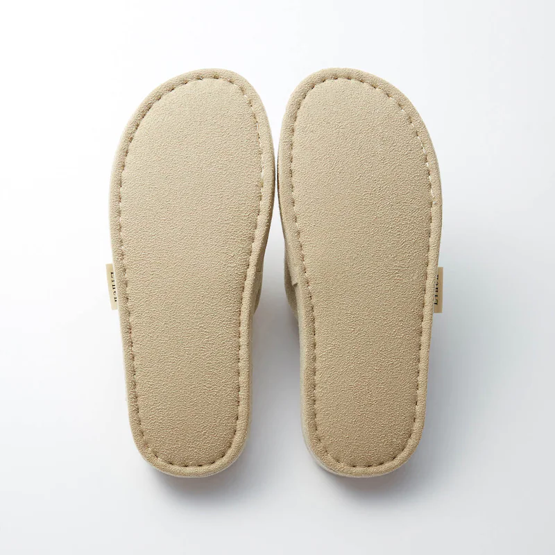 日本千趣會 - 麻料材質刺繡室內拖鞋-杏 (23-25cm)