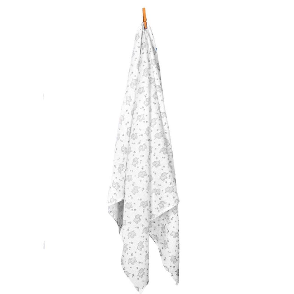 英國 JoJo Maman BeBe - 100%純棉多功能包巾/小薄被/拍嗝巾(120*120cm)-灰色