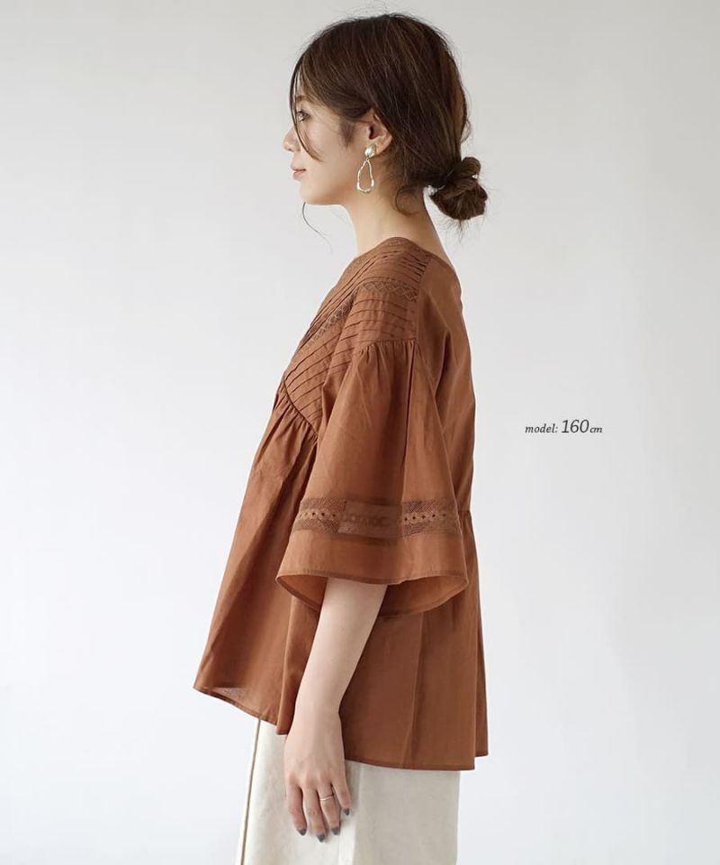 日本 zootie - 質感V領休閒寬鬆五分袖上衣-米杏