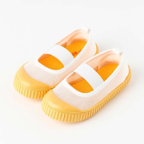 韓國 OZKIZ - 網眼透氣幼稚園室內鞋-橘黃