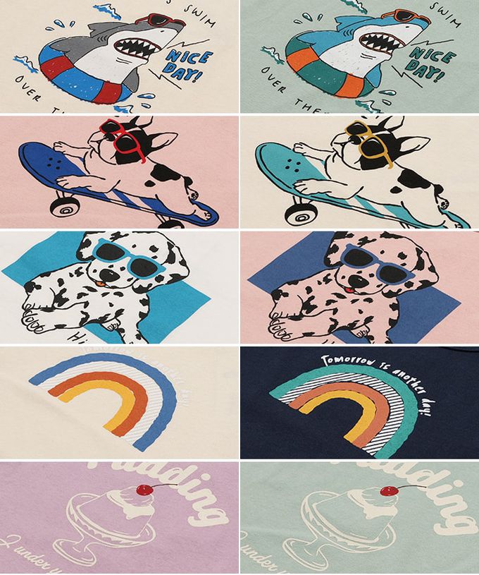 日本 Chil2 - 100%棉 印花柔軟短袖上衣-法鬥滑板-煙燻粉