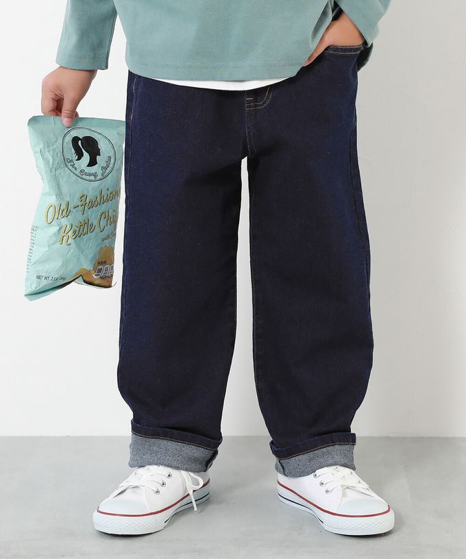 日本 devirock - RAKU DENIM 舒適丹寧褲-寬鬆直筒-牛仔藍