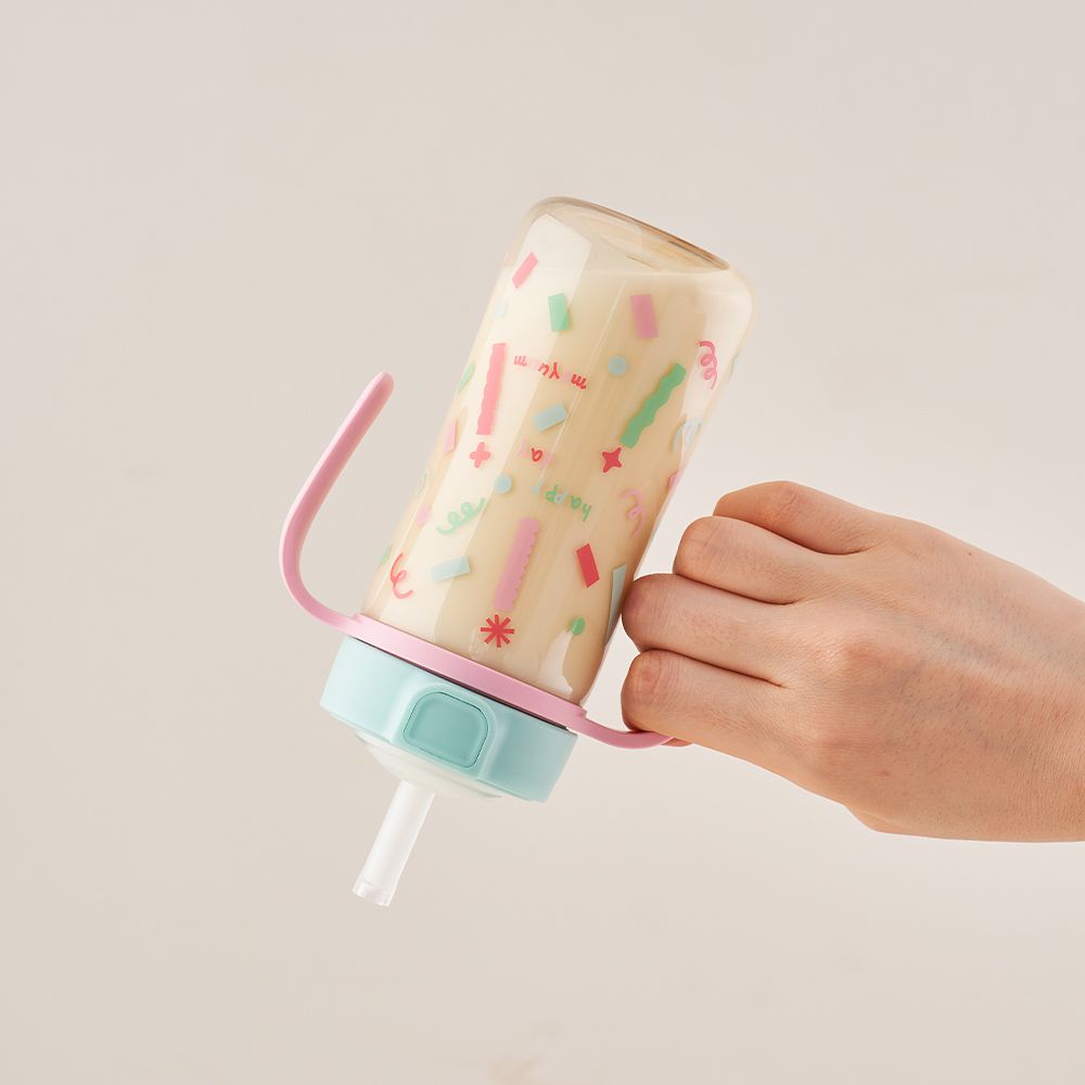 PPSU彈蓋吸管學飲水杯-歡樂派對-薄荷綠-270ml