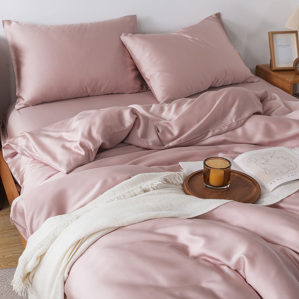 60支天絲被套-月紗粉