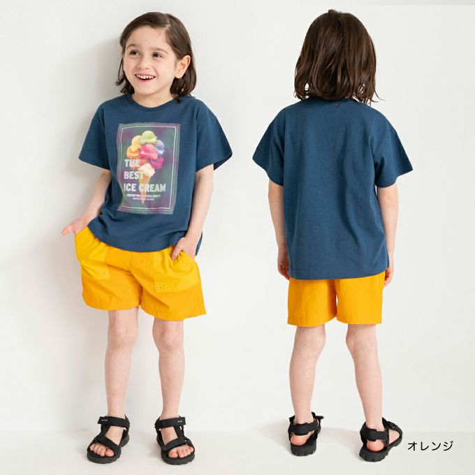 日本 BRANSHES - 夏日必備水陸兩用短褲-素面-橘黃