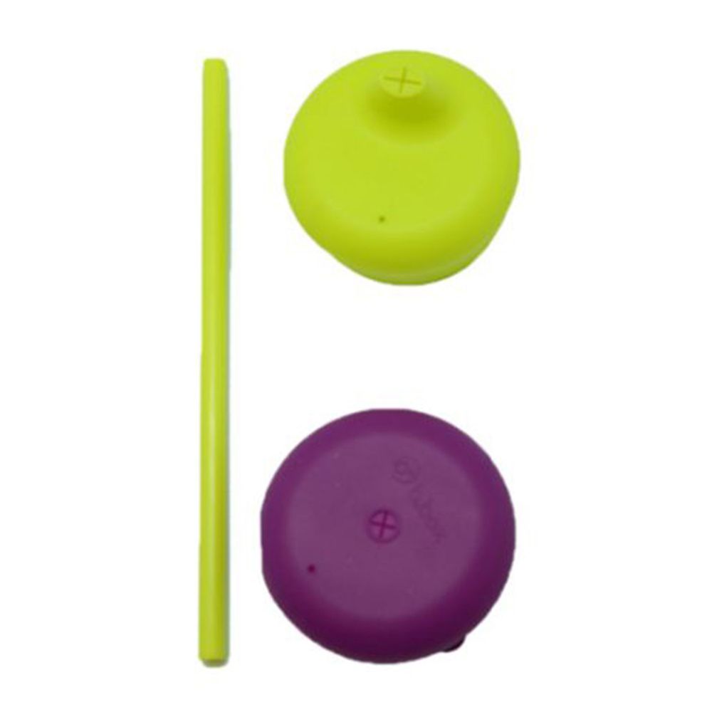澳洲 b.box - b.box矽膠杯套吸管組-熱情系(葡萄紫 +波羅綠)