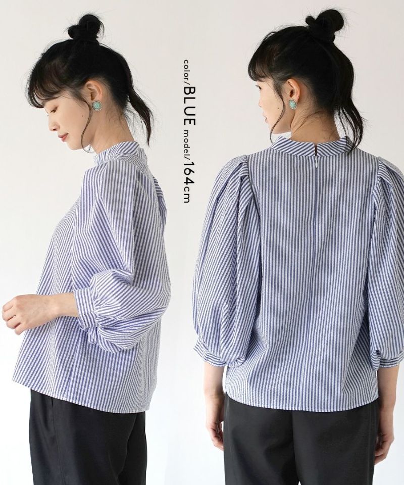 日本 zootie - 歐風小立領泡泡袖上衣-淺卡其