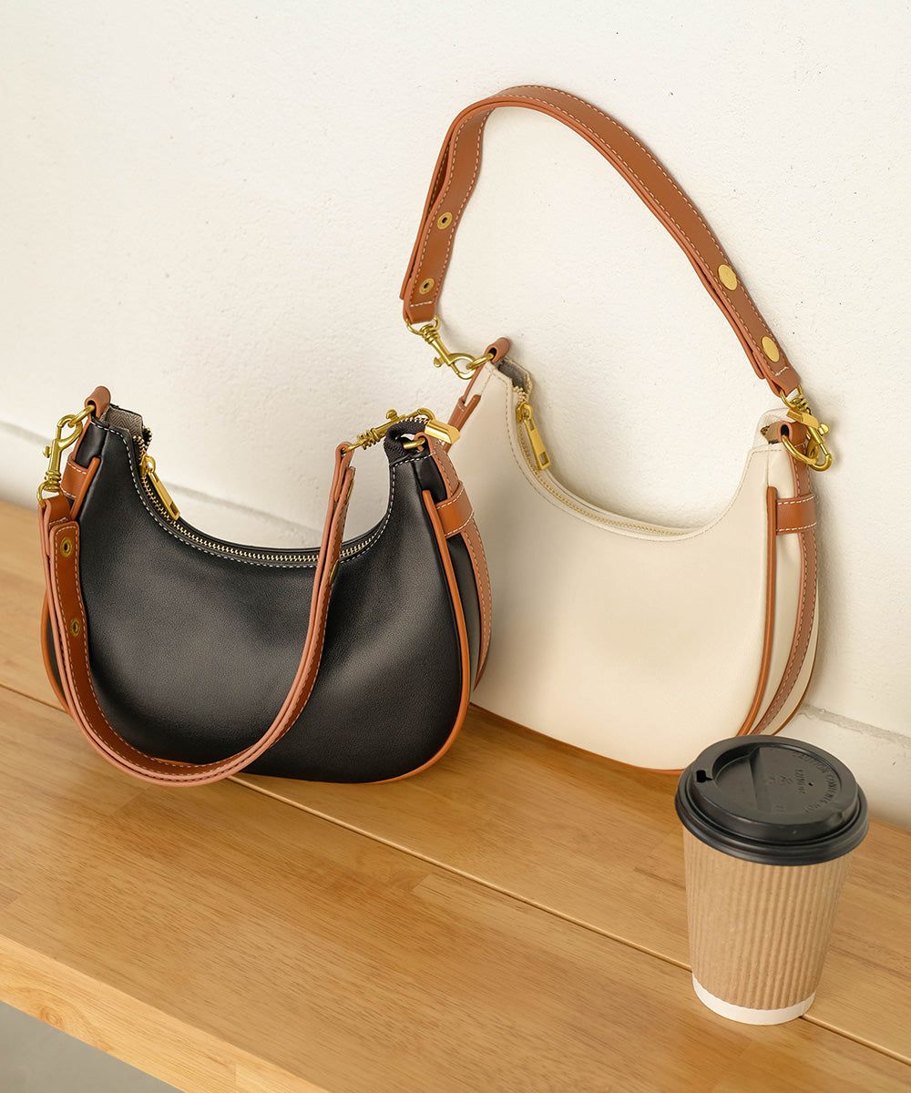 日本 Bab - 時尚皮革滾邊腋下包-黑