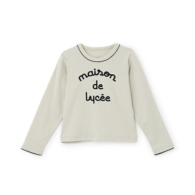 日本 Lycee mine - 100%棉 優雅法式植絨印花長袖上衣-黑