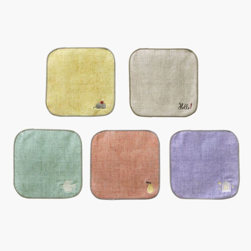 日本千趣會 - 北歐風刺繡方形小手帕5件組 (15x15cm)