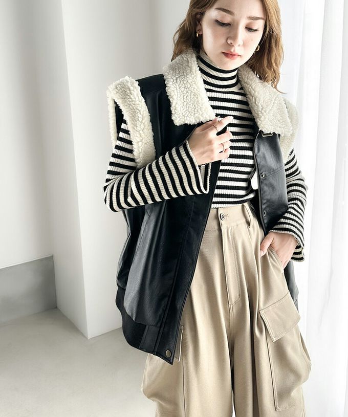 日本 Classical Elf - 小立領彈性羅紋針織上衣-淺灰