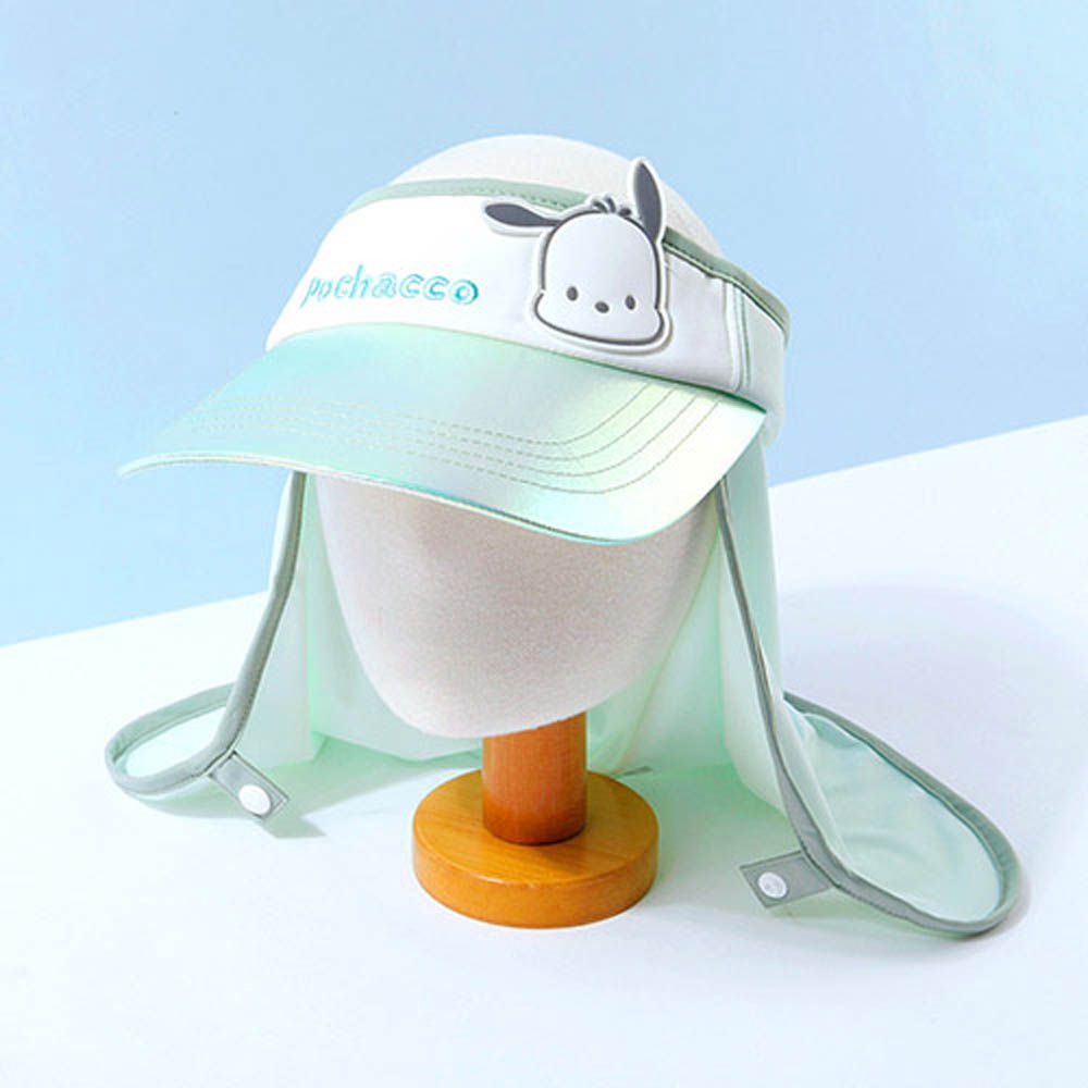 2way 可拆式遮脖布絢彩遮陽帽-卡通人物帕恰狗-淺綠 (頭圍約52~54cm)