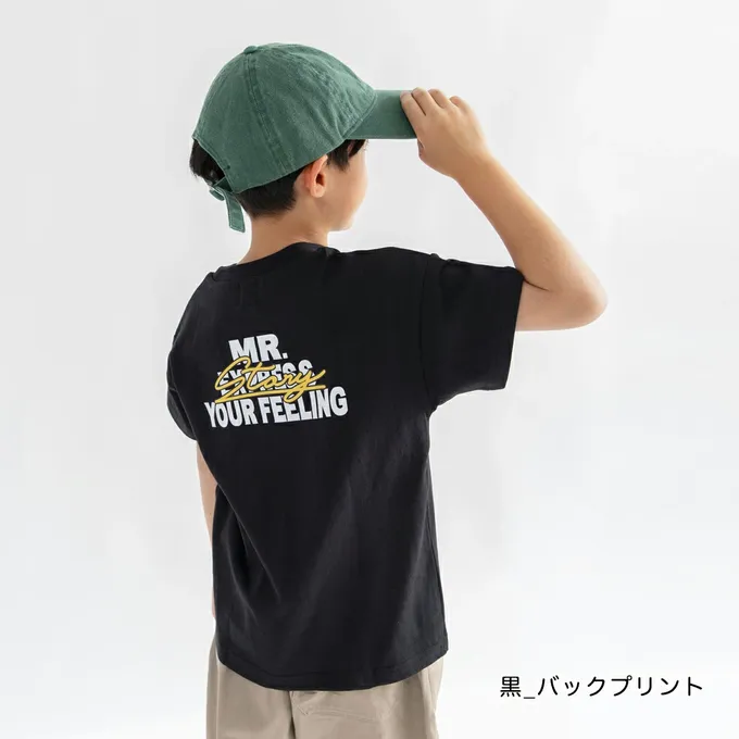 日本 BRANSHES - 100%棉 簡約印花短袖上衣-背後英文-黑