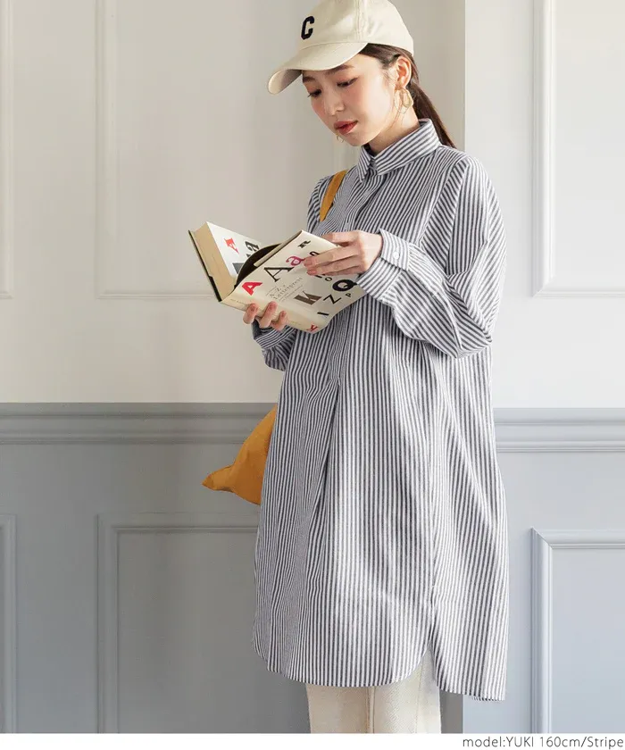 日本 COCA - 質感翻領排扣中長版襯衫-深灰