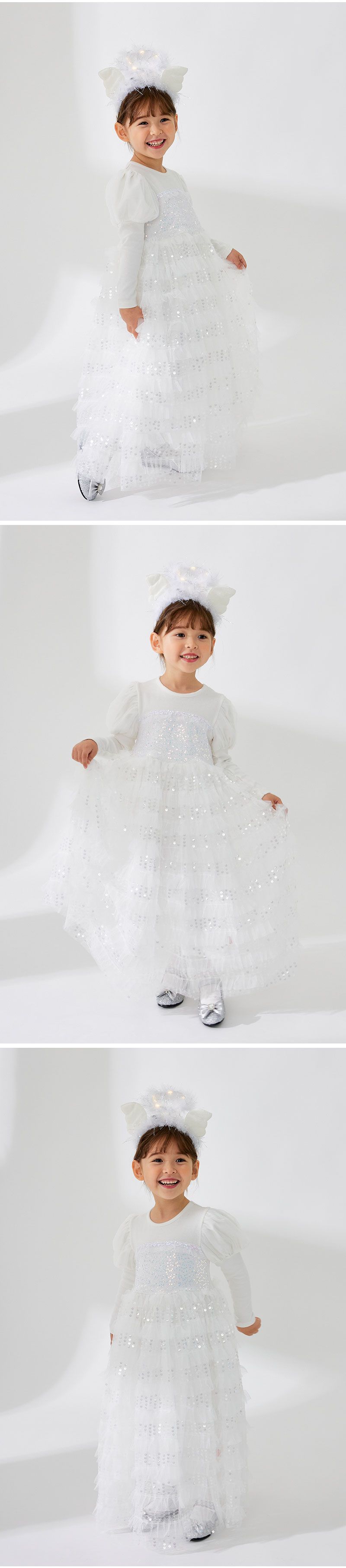 韓國 OZKIZ - 白雪天使洋裝(附發光髮飾)-白