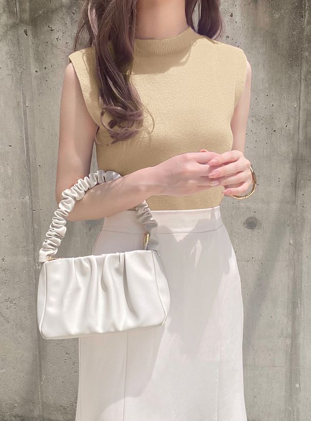 日本 GRL - 彈性薄針織顯瘦無袖上衣-天使白