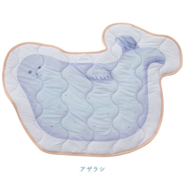 日本 BISQUE - 接觸涼感 萌萌動物枕頭墊/推車墊-企鵝滑行-粉紅 (70×41.5cm)