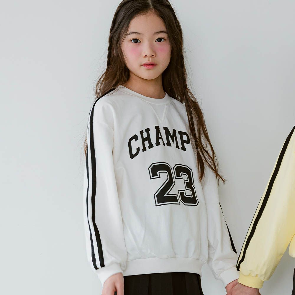 CHAMPS長袖大學T-白