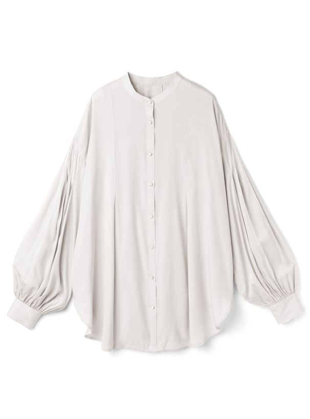 日本 GRL - 飄逸柔軟澎澎袖長版襯衫-奶油黃 (F)