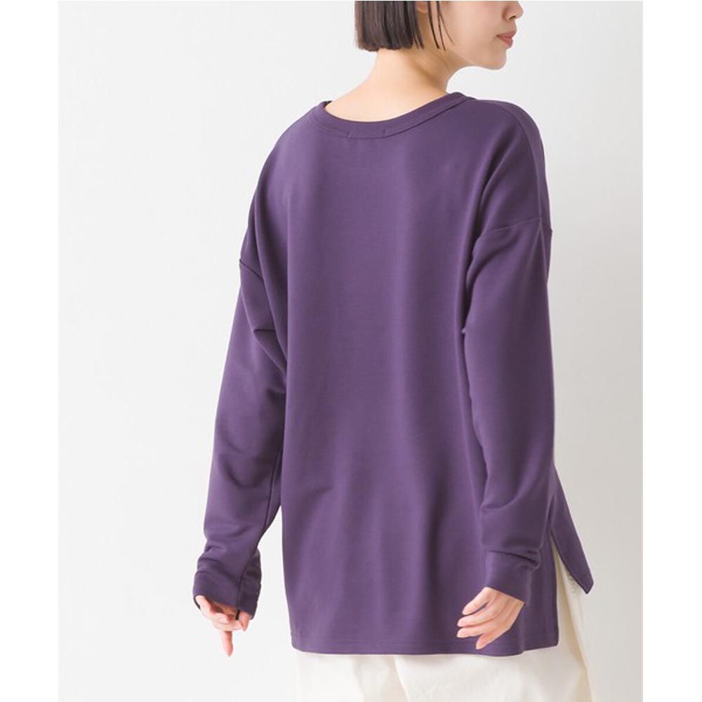 日本 OMNES - ＋3℃蓄熱彈性薄長袖上衣-深紫
