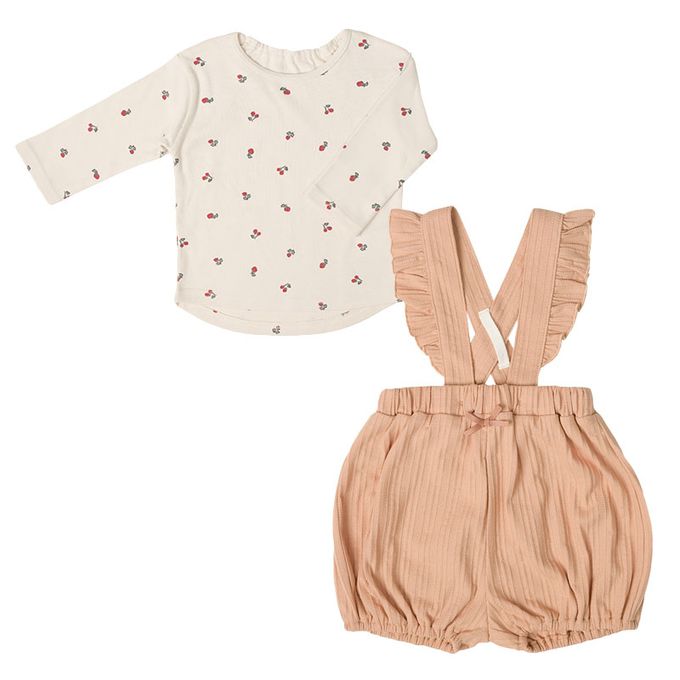 akachan honpo - 吊帶褲+T恤-粉紅色