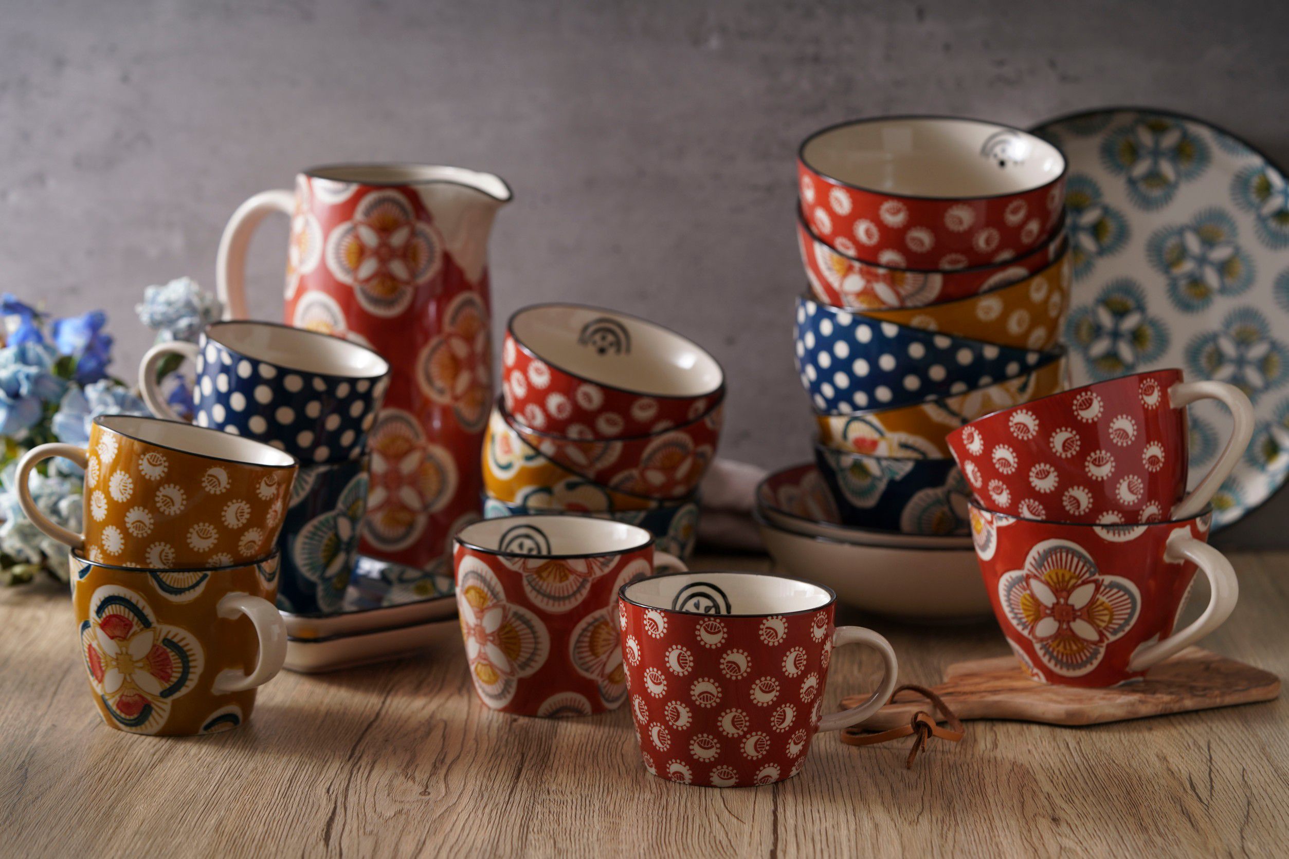 法國 Amadeus & Korb - 花磚馬克杯-藍 350ML