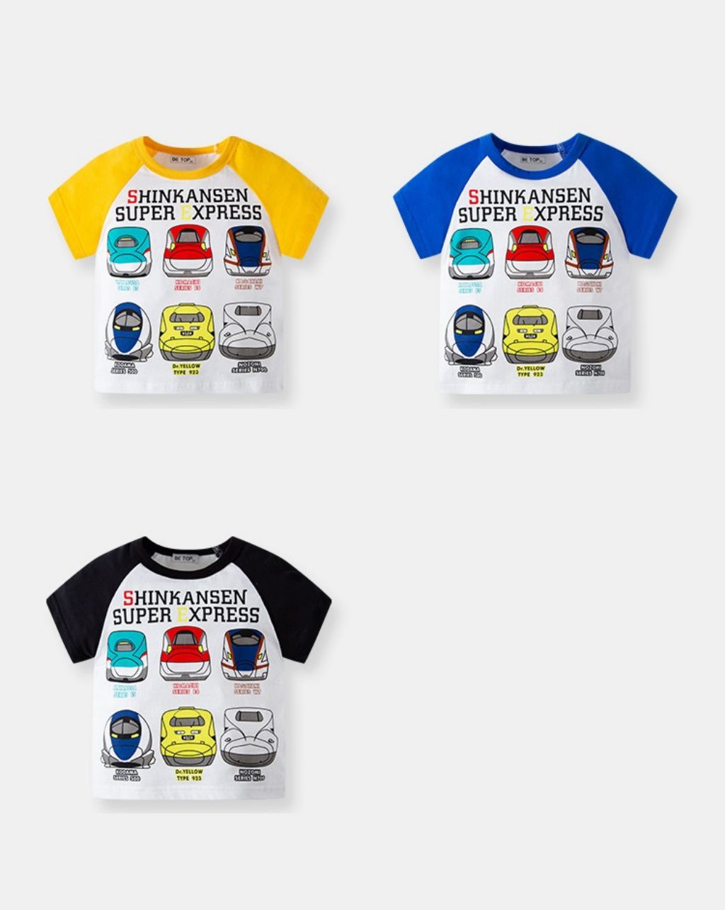 純棉短袖上衣-火車頭集合-藍色