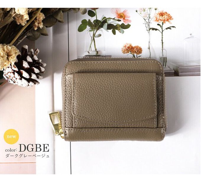 日本 LIZDAYS - 頂級牛皮多卡夾收納短夾/錢包-湖水藍 (11x9x4cm)