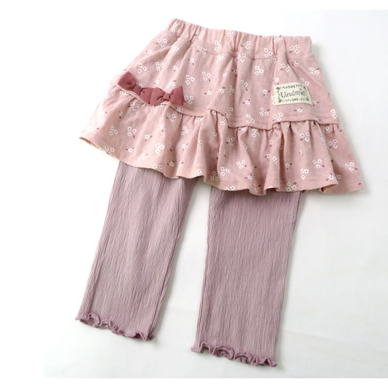 日本 ZOOLAND - 楊柳風內搭褲裙-小花-粉