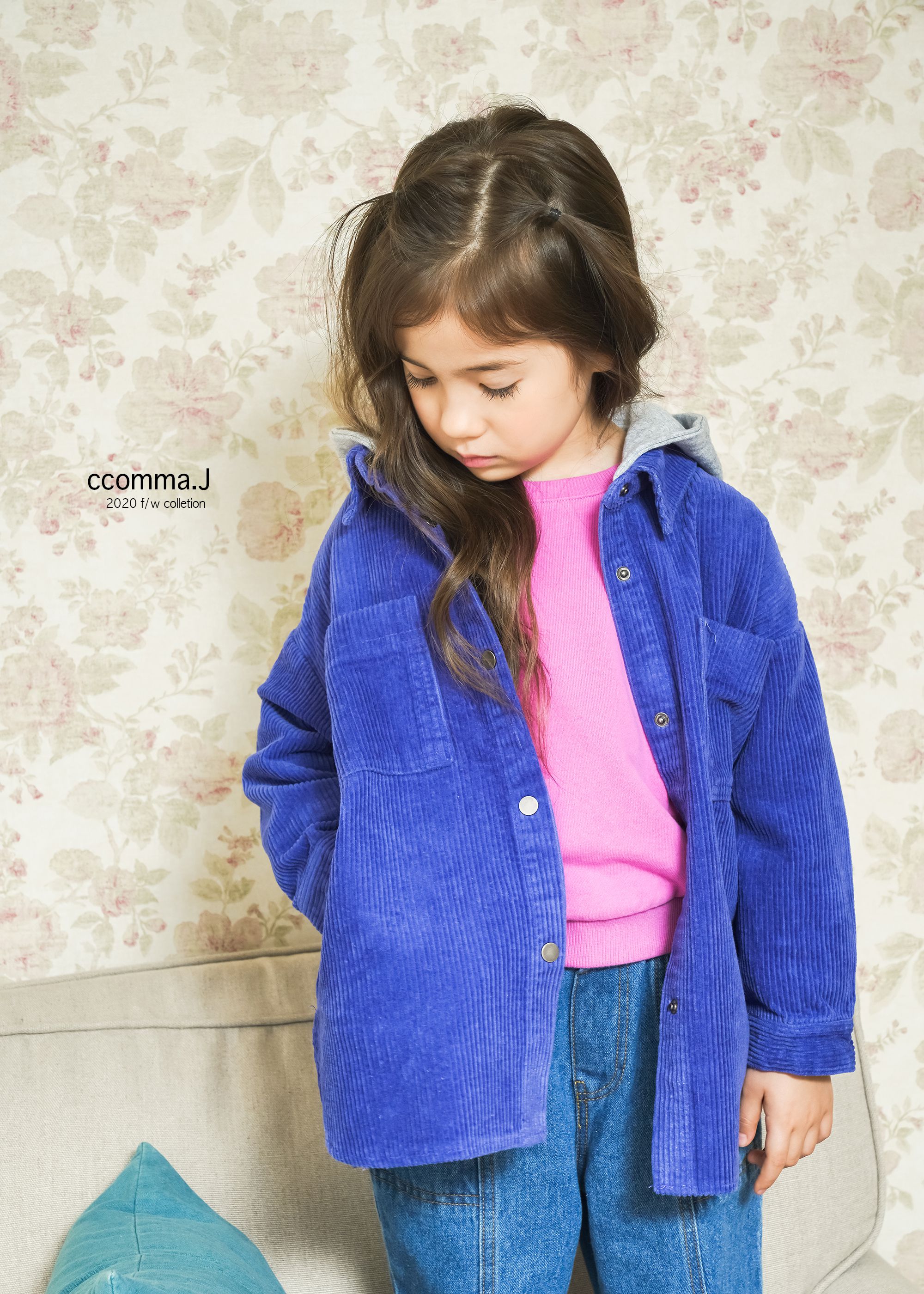 韓國 ccomma. J - 燈芯絨連帽夾克-芥末黃