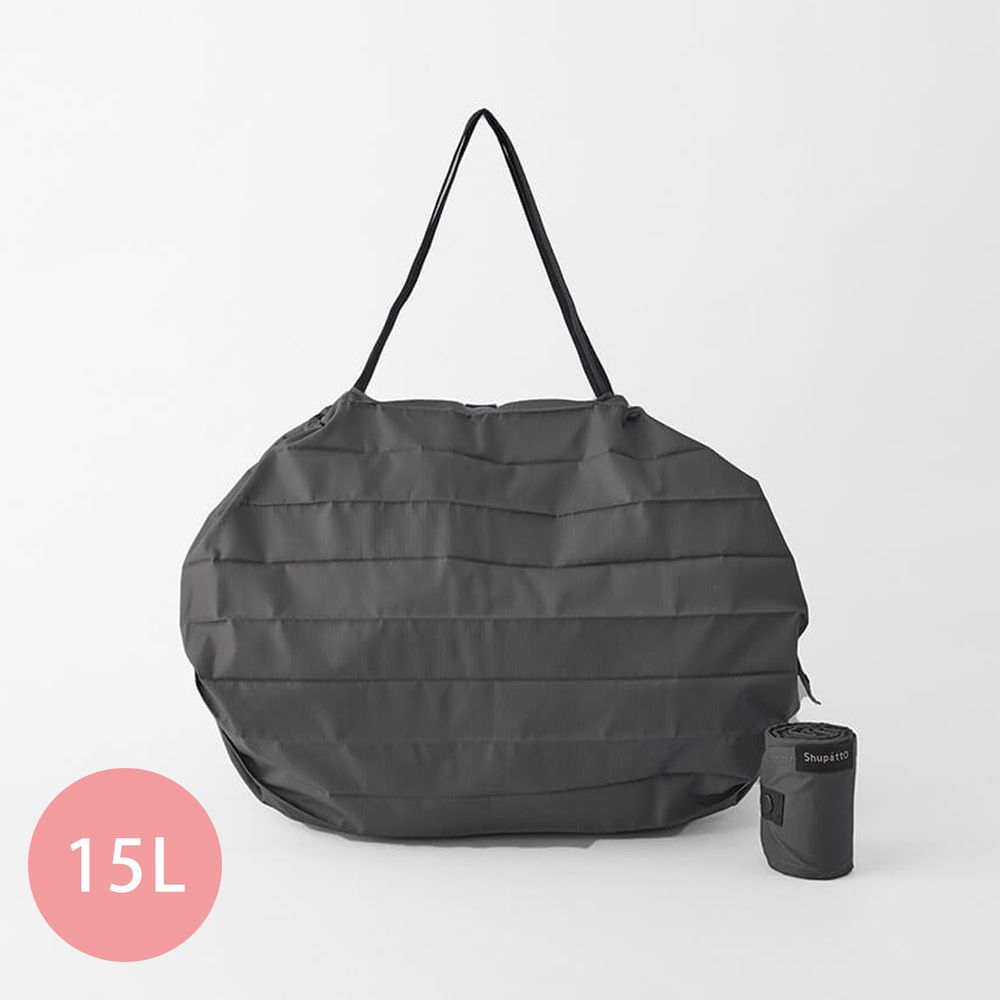 日本 MARNA - Shupatto 秒收摺疊購物袋-五週年限定升級款-石墨灰 (M(30x35cm))-耐重5kg / 15L