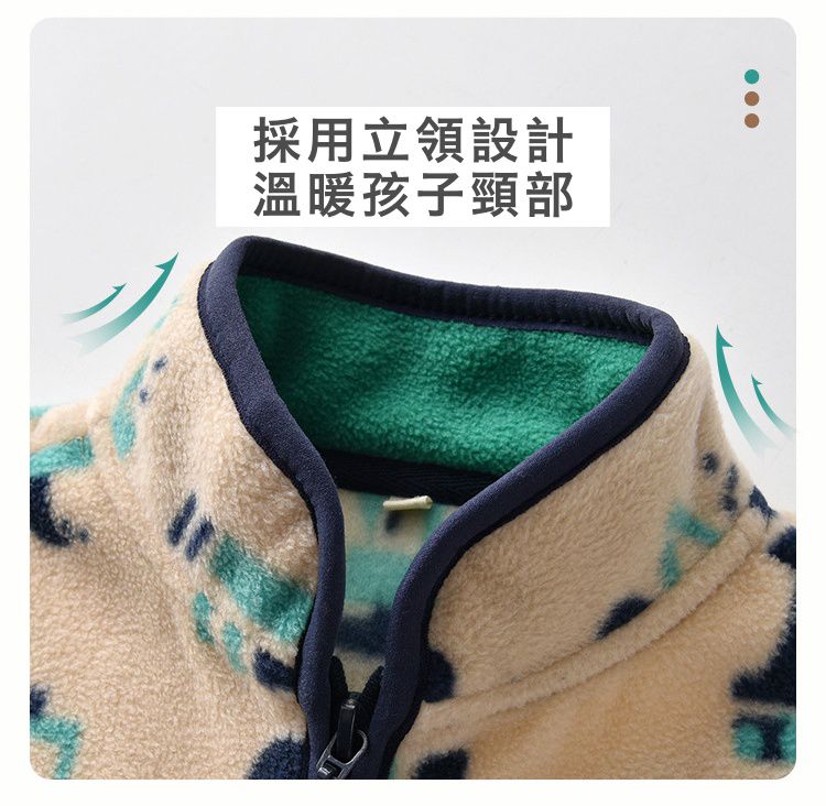 Fleece搖粒絨兒童外套-紫線條角形