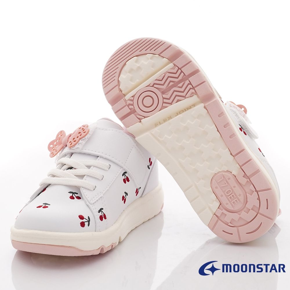 Moonstar日本月星 - 可愛櫻桃休閒機能款(中童段)-休閒鞋-白色