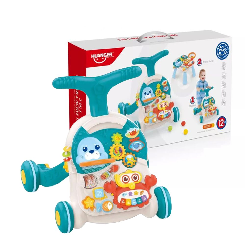 二合一學步車學習桌/遊戲桌-藍