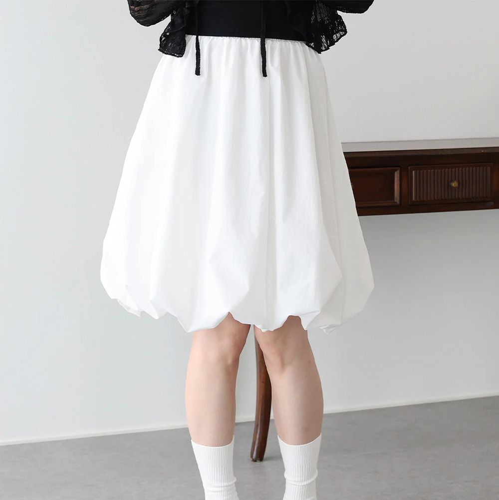 大人的可愛蓬鬆感氣球裙(全腰鬆緊)-白